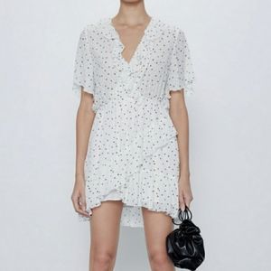 🐼NWT🐼 Zara RUFFLED DOTTED MESH JUMPSUIT